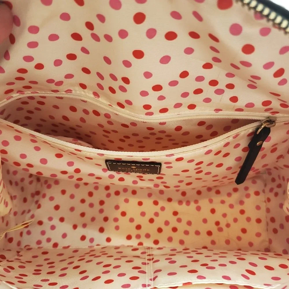 Kate Spade Womens Black Leather Retro Double Handle Satchel Handbag Purse
